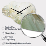 Green Beige Serene Meadows II - Asymmetric Metal Wall Clock