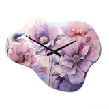 Purple Tranquil Petals I - Asymmetric Metal Wall Clock