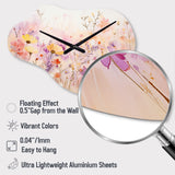 Pink Whimsical Wildflowers I - Asymmetric Metal Wall Clock