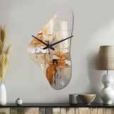 Beige Grey Geometric Collage II - Asymmetric Metal Wall Clock
