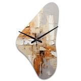 Beige Grey Geometric Collage II - Asymmetric Metal Wall Clock