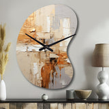 Beige Grey Geometric Collage II - Asymmetric Metal Wall Clock