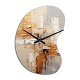Beige Grey Geometric Collage II - Asymmetric Metal Wall Clock