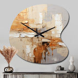 Beige Grey Geometric Collage II - Asymmetric Metal Wall Clock