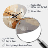 Beige Grey Geometric Collage II - Asymmetric Metal Wall Clock