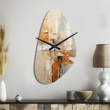 Beige Grey Geometric Collage II - Asymmetric Metal Wall Clock