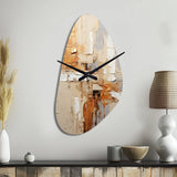 Beige Grey Geometric Collage II - Asymmetric Metal Wall Clock