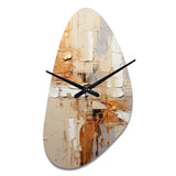 Beige Grey Geometric Collage II - Asymmetric Metal Wall Clock