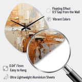 Beige Grey Geometric Collage II - Asymmetric Metal Wall Clock