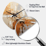 Beige Grey Geometric Collage II - Asymmetric Metal Wall Clock