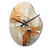 Beige Grey Geometric Collage II - Asymmetric Metal Wall Clock