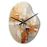 Beige Grey Geometric Collage II - Asymmetric Metal Wall Clock