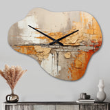 Orange Impressions I - Asymmetric Metal Wall Clock