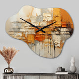 Orange Impressions III - Asymmetric Metal Wall Clock