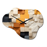 Cubic Yellow And Grey Fiber II - Asymmetric Metal Wall Clock