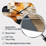 Cubic Yellow And Grey Fiber II - Asymmetric Metal Wall Clock