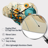 Teal Yellow Abstract Fractal Collage Melodies I - Asymmetric Metal Wall Clock