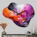 Orange Purple Abstract Fractal Collage Reflections - Asymmetric Metal Wall Clock