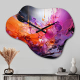 Orange Purple Abstract Fractal Collage Reflections - Asymmetric Metal Wall Clock