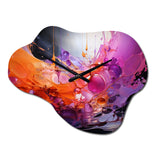 Orange Purple Abstract Fractal Collage Reflections - Asymmetric Metal Wall Clock