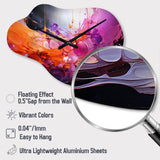 Orange Purple Abstract Fractal Collage Reflections - Asymmetric Metal Wall Clock