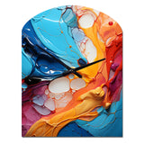 Teal Orange Abstract Fractal Collage Symphony - Asymmetric Metal Wall Clock