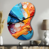Teal Orange Abstract Fractal Collage Symphony - Asymmetric Metal Wall Clock