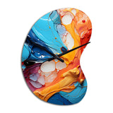 Teal Orange Abstract Fractal Collage Symphony - Asymmetric Metal Wall Clock