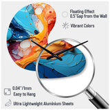 Teal Orange Abstract Fractal Collage Symphony - Asymmetric Metal Wall Clock