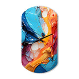 Teal Orange Abstract Fractal Collage Symphony - Asymmetric Metal Wall Clock