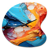 Teal Orange Abstract Fractal Collage Symphony - Asymmetric Metal Wall Clock