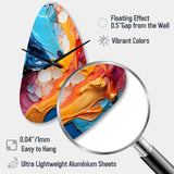 Teal Orange Abstract Fractal Collage Symphony - Asymmetric Metal Wall Clock