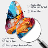 Teal Orange Abstract Fractal Collage Symphony - Asymmetric Metal Wall Clock