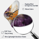 Gold Purple Abstract Fractal III - Asymmetric Metal Wall Clock