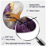 Gold Purple Abstract Fractal III - Asymmetric Metal Wall Clock