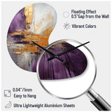 Gold Purple Abstract Fractal III - Asymmetric Metal Wall Clock