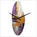 Gold Purple Abstract Fractal III - Asymmetric Metal Wall Clock