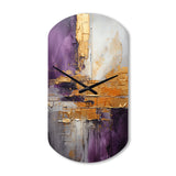 Gold Purple Abstract Fractal III - Asymmetric Metal Wall Clock