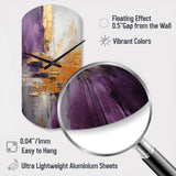 Gold Purple Abstract Fractal III - Asymmetric Metal Wall Clock