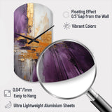 Gold Purple Abstract Fractal III - Asymmetric Metal Wall Clock