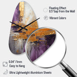 Gold Purple Abstract Fractal III - Asymmetric Metal Wall Clock