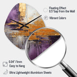 Gold Purple Abstract Fractal III - Asymmetric Metal Wall Clock