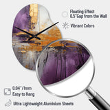 Gold Purple Abstract Fractal III - Asymmetric Metal Wall Clock
