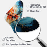 Orange Teal Abstract Fractal - Asymmetric Metal Wall Clock