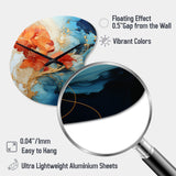 Orange Teal Abstract Fractal - Asymmetric Metal Wall Clock