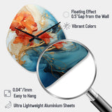 Orange Teal Abstract Fractal - Asymmetric Metal Wall Clock