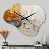 Grey Yellow Abstract Fractal Abstraction - Asymmetric Metal Wall Clock