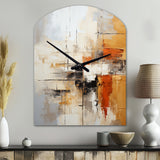 Orange Black Abstract Fractal Impressions - Asymmetric Metal Wall Clock