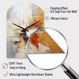 Orange Black Abstract Fractal Impressions - Asymmetric Metal Wall Clock