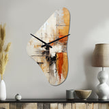 Orange Black Abstract Fractal Impressions - Asymmetric Metal Wall Clock